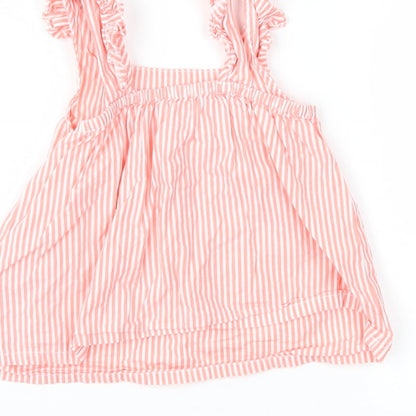 Nutmeg Girls Pink Striped  Pinafore/Dungaree Dress  Size 6-9 Months