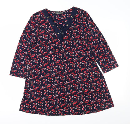 Bonmarché Womens Blue Floral  A-Line  Size 12