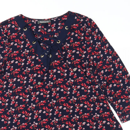 Bonmarché Womens Blue Floral  A-Line  Size 12