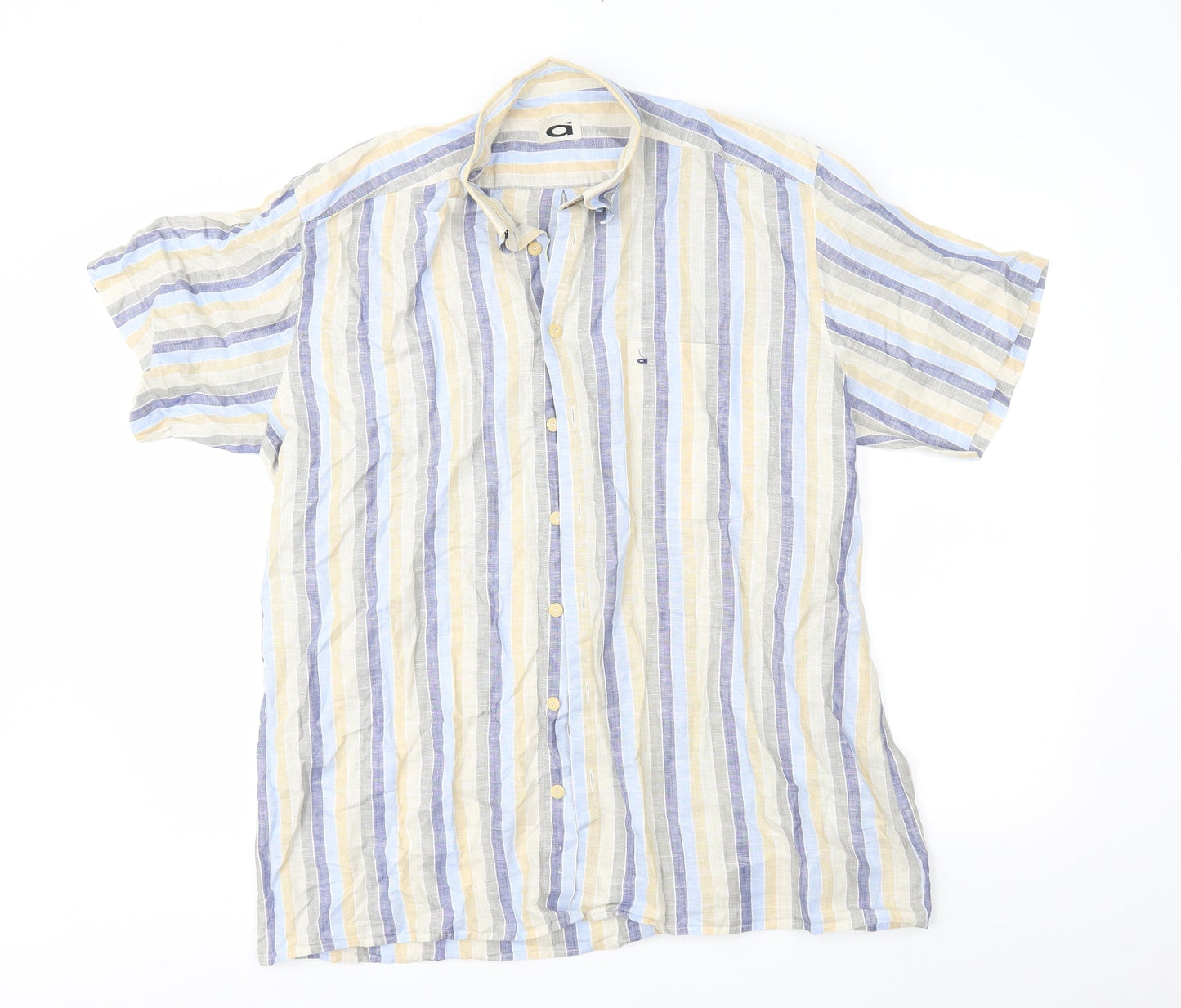 ai Mens Beige Striped   Button-Up Size 42