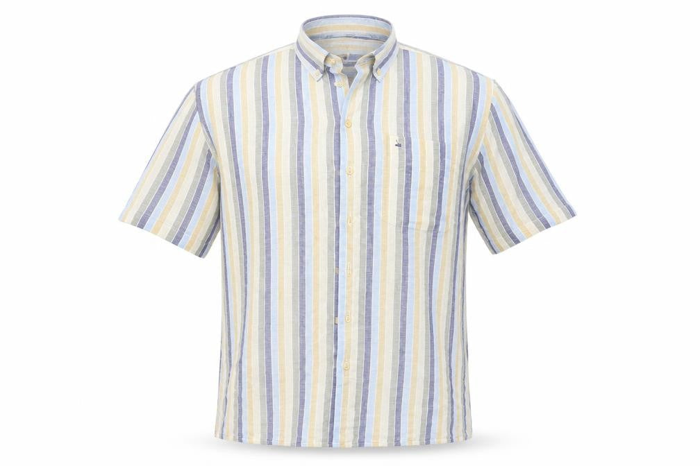 Mens UK Size 42 ai Beige  Button-Up Short Sleeve Casual Shirt