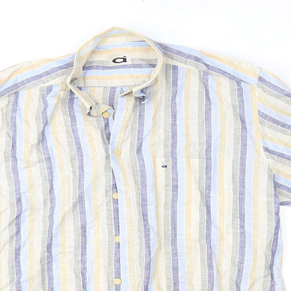 ai Mens Beige Striped   Button-Up Size 42