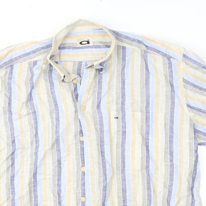 ai Mens Beige Striped   Button-Up Size 42