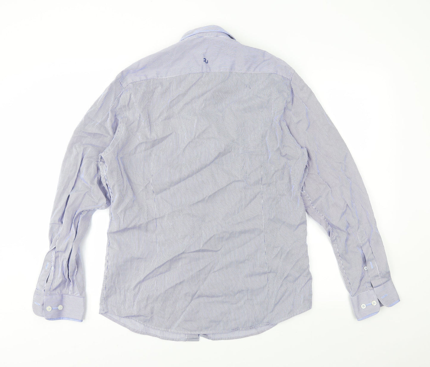 REMUS Mens Blue Striped   Button-Up Size 15.5