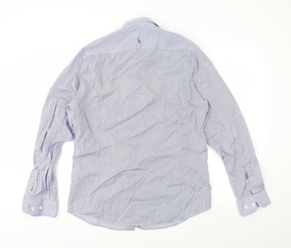 REMUS Mens Blue Striped   Button-Up Size 15.5