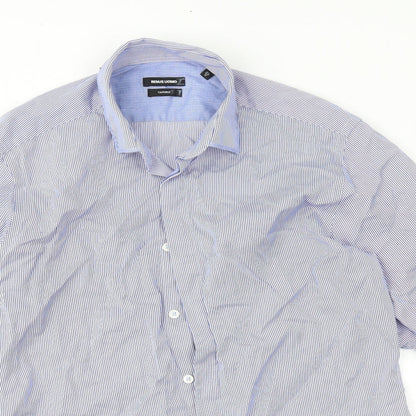REMUS Mens Blue Striped   Button-Up Size 15.5