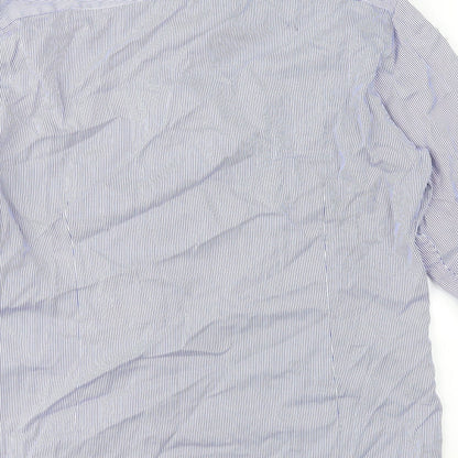 REMUS Mens Blue Striped   Button-Up Size 15.5