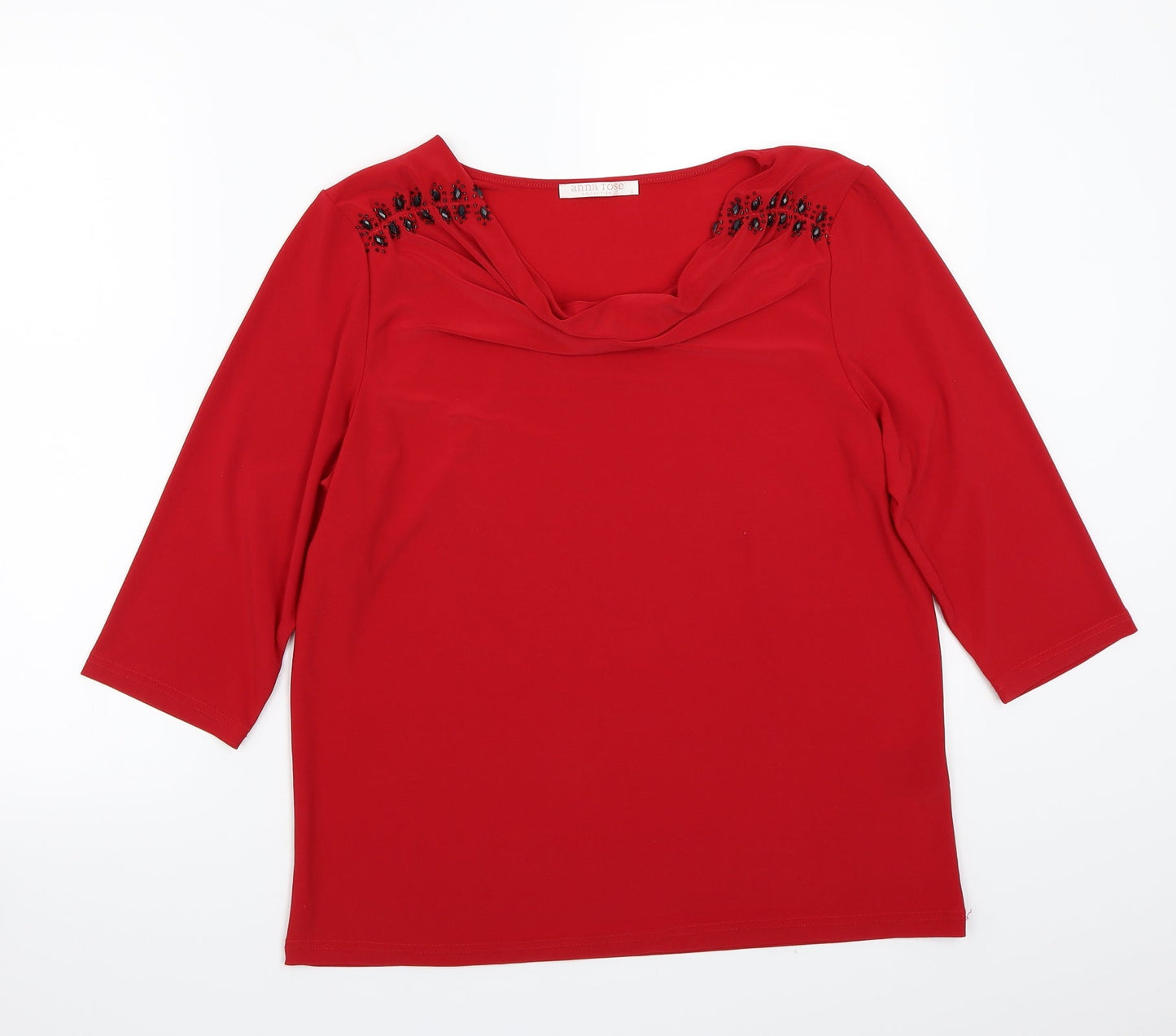 Womens UK Size L Anna rose Red Basic T-Shirt