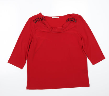 Womens UK Size L Anna rose Red Basic T-Shirt