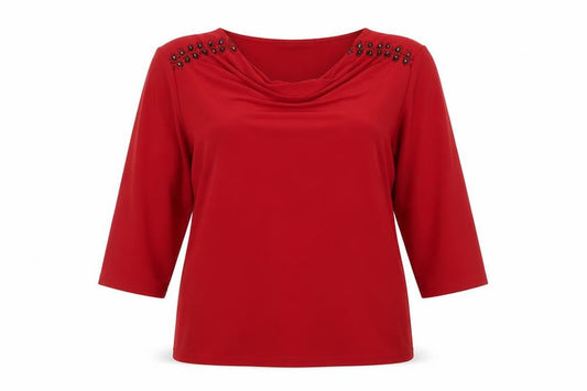 Womens UK Size L Anna rose Red Basic T-Shirt