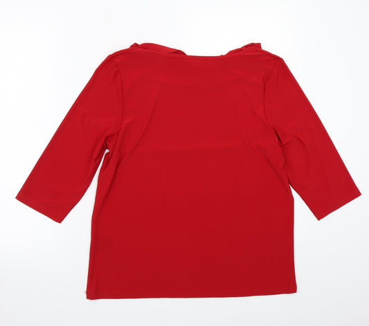 Womens UK Size L Anna rose Red Basic T-Shirt