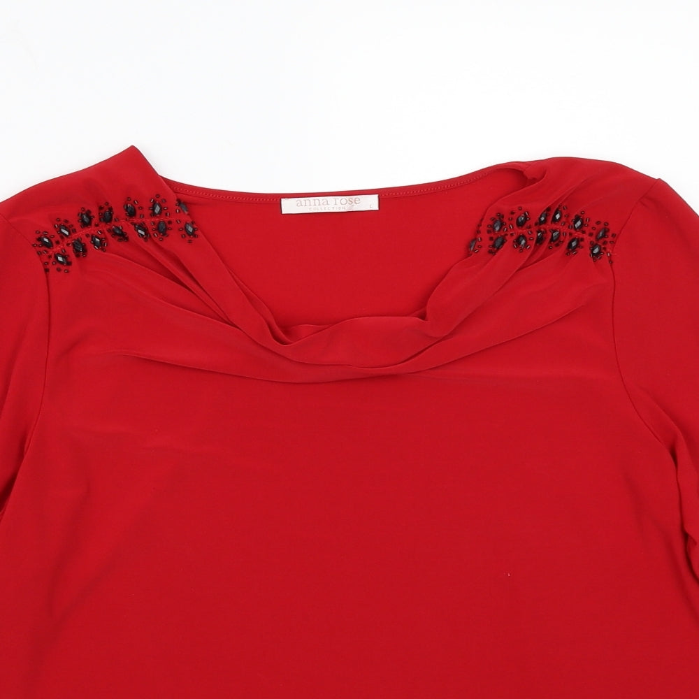 Womens UK Size L Anna rose Red Basic T-Shirt