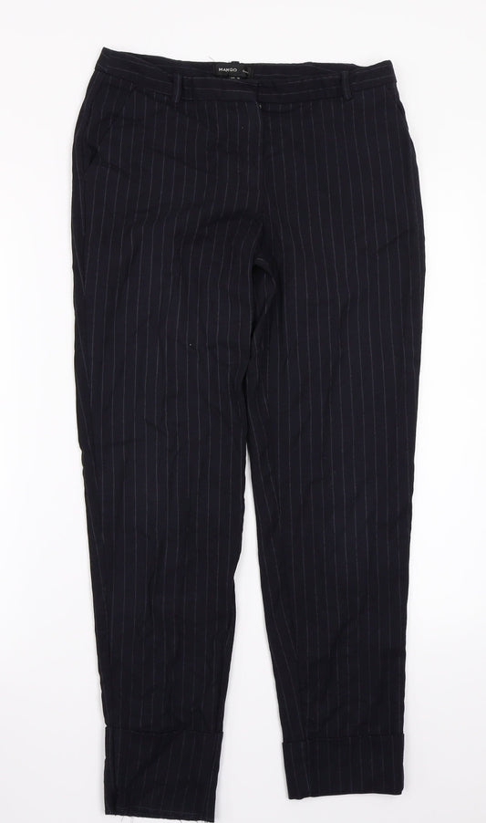 Mango Womens Black Striped  Trousers  Size 36 L32.5 in