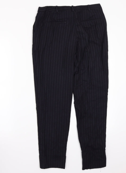 Mango Womens Black Striped  Trousers  Size 36 L32.5 in