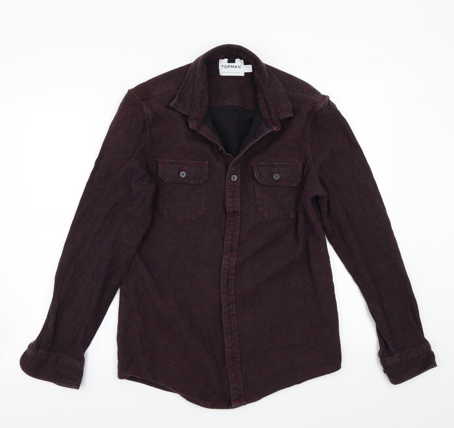 Mens UK Size S Topman Purple  Button-Up Long Sleeve Casual Shirt