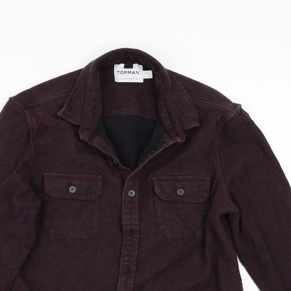 Mens UK Size S Topman Purple  Button-Up Long Sleeve Casual Shirt
