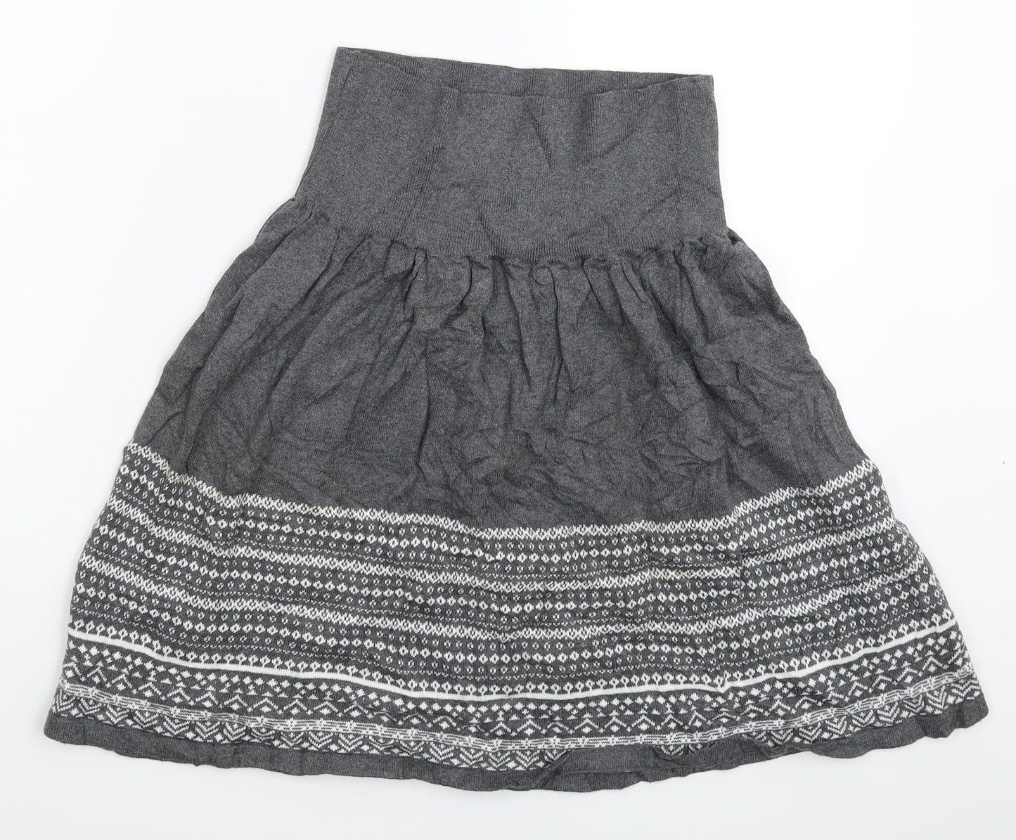 Switch Womens Grey Geometric Knit A-Line Skirt Size M