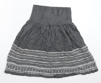Switch Womens Grey Geometric Knit A-Line Skirt Size M