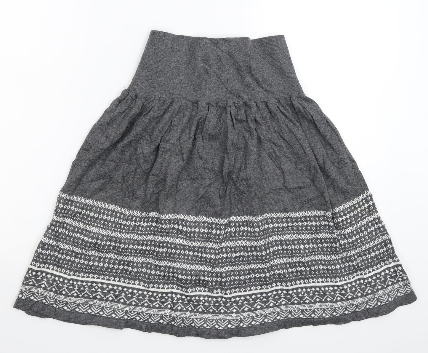 Switch Womens Grey Geometric Knit A-Line Skirt Size M