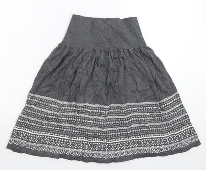 Switch Womens Grey Geometric Knit A-Line Skirt Size M