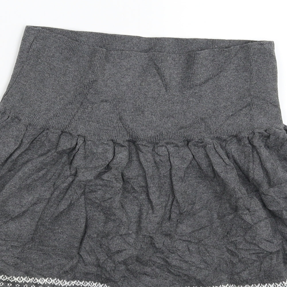 Switch Womens Grey Geometric Knit A-Line Skirt Size M