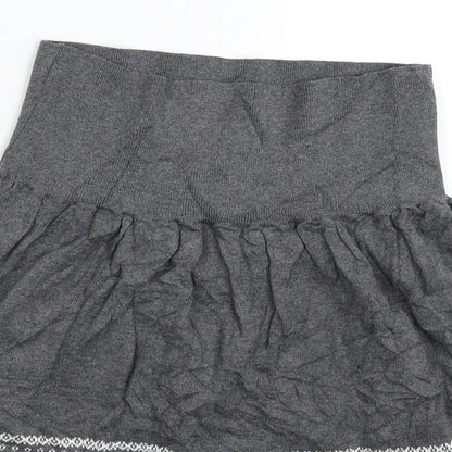 Switch Womens Grey Geometric Knit A-Line Skirt Size M
