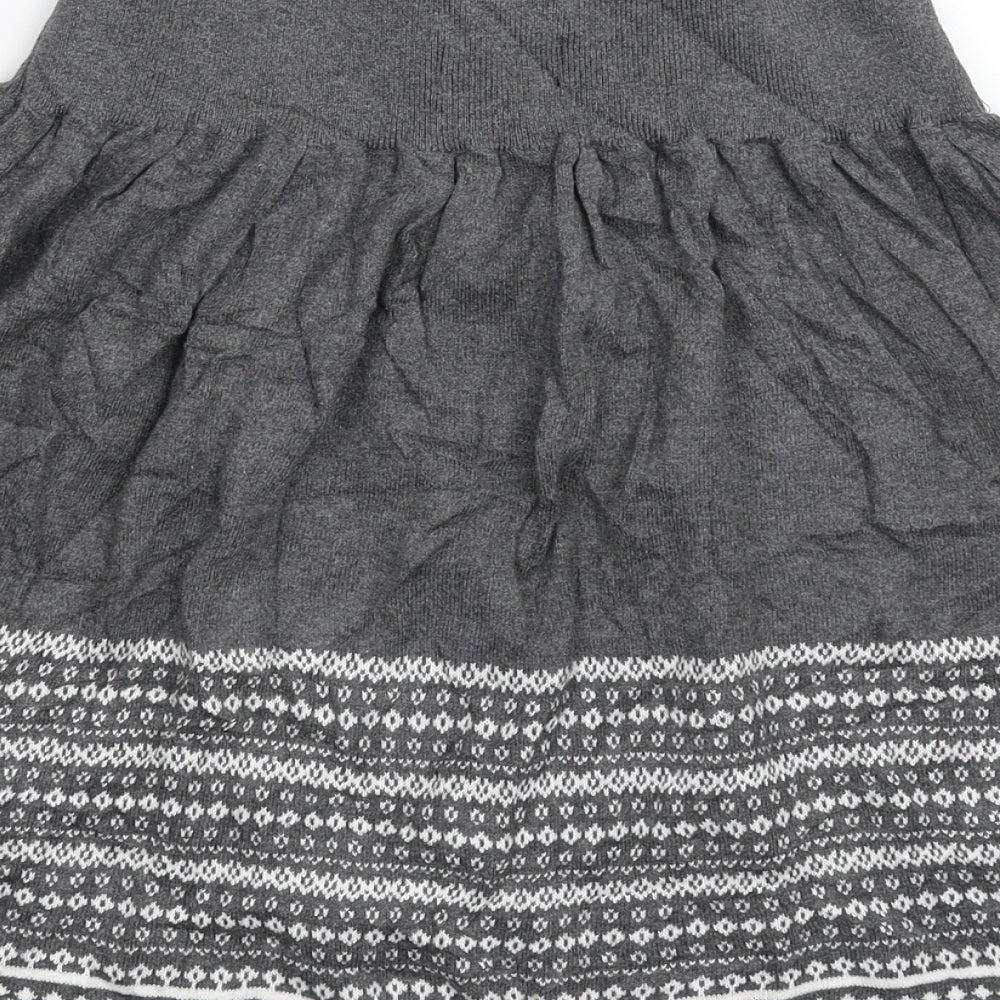 Switch Womens Grey Geometric Knit A-Line Skirt Size M