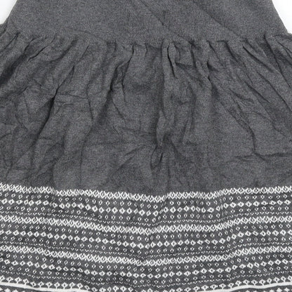Switch Womens Grey Geometric Knit A-Line Skirt Size M