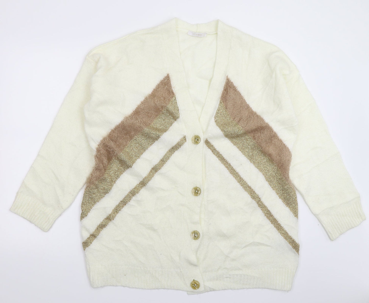 LC Waikiki Womens White  Knit Cardigan Jumper Size L