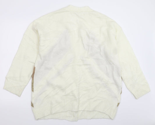 LC Waikiki Womens White  Knit Cardigan Jumper Size L