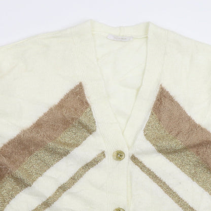 LC Waikiki Womens White  Knit Cardigan Jumper Size L