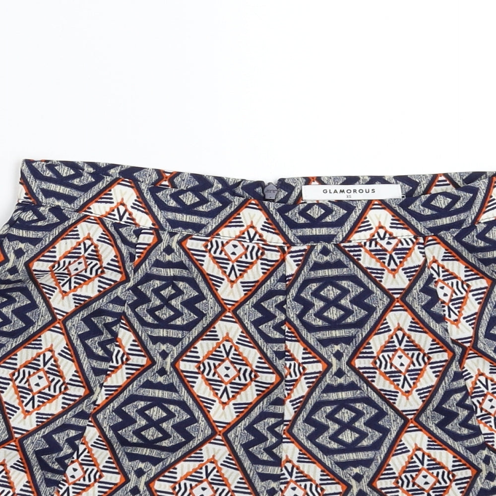 Glamorous Womens Multicoloured Geometric  Hot Pants Shorts Size XS