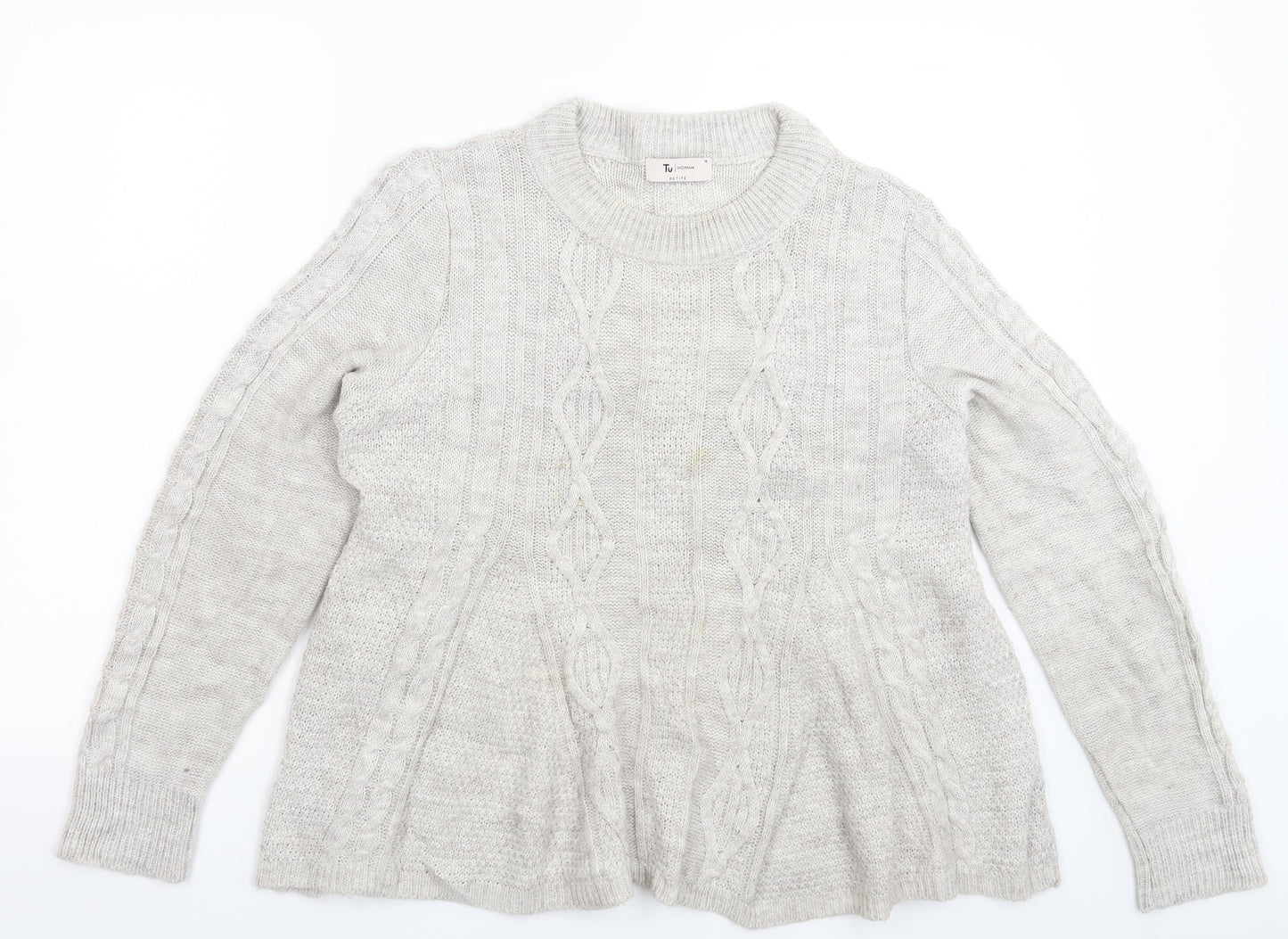TU Womens Grey  Knit Pullover Jumper Size M