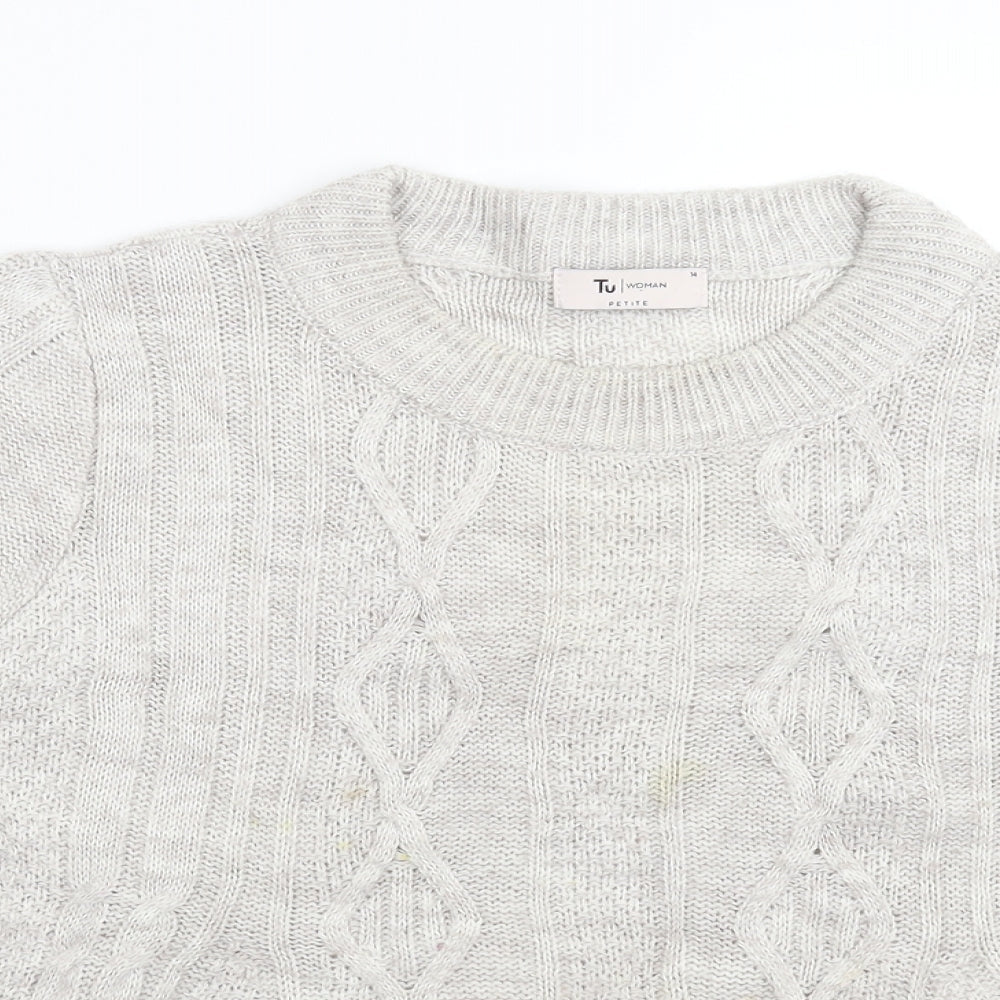 TU Womens Grey  Knit Pullover Jumper Size M