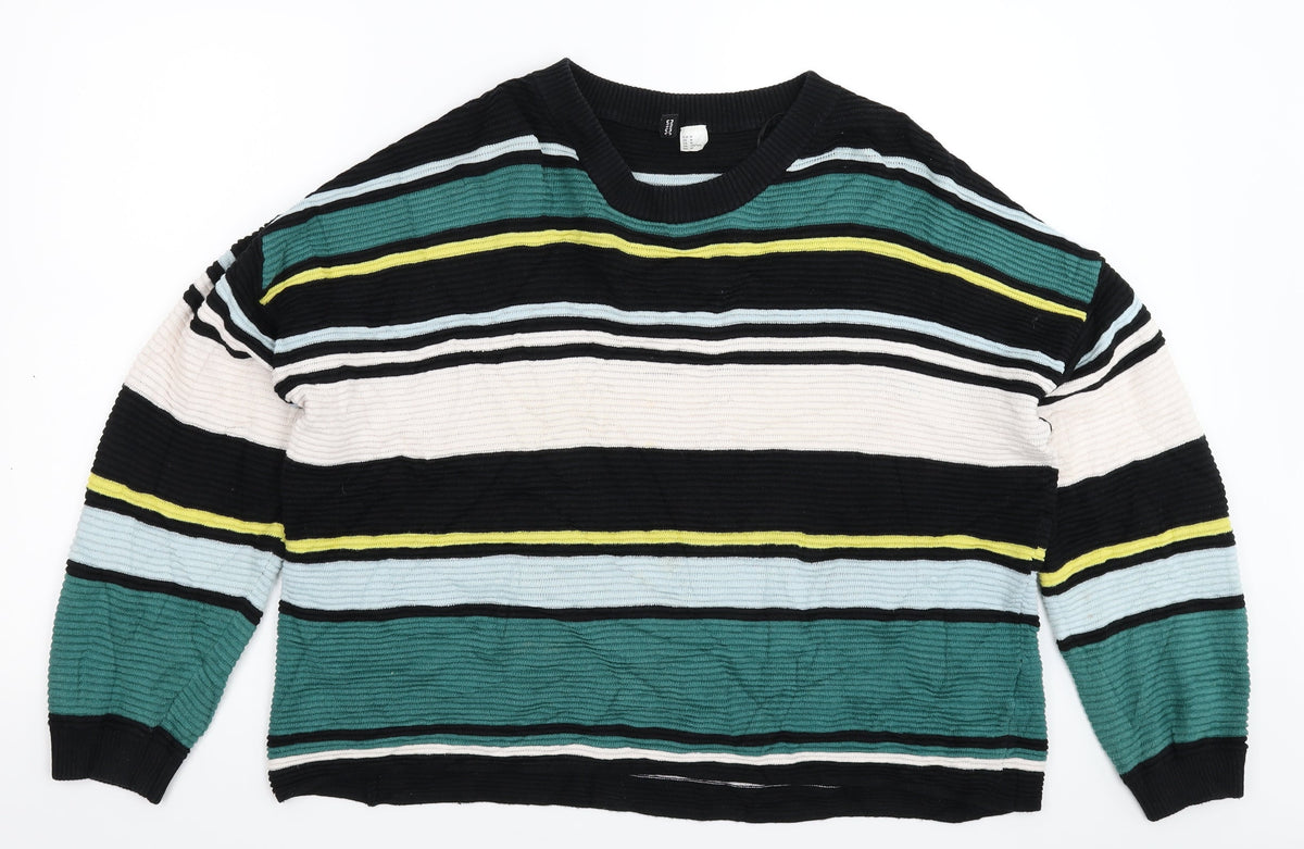 Divided Womens Multicoloured Striped Knit Pullover Jumper Size M  - Oversized