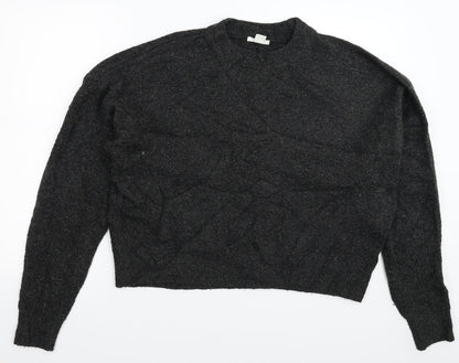 H&M Womens Black  Knit Pullover Jumper Size M  - Oversized