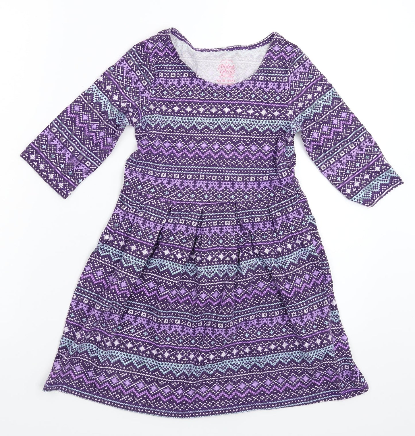 Faded Glory Girls Purple Geometric  Fit & Flare  Size 6 Years