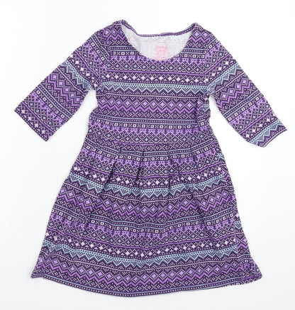 Faded Glory Girls Purple Geometric  Fit & Flare  Size 6 Years