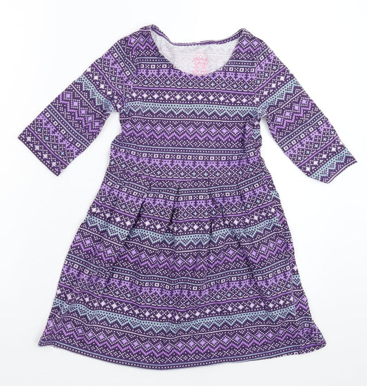 Faded Glory Girls Purple Geometric  Fit & Flare  Size 6 Years