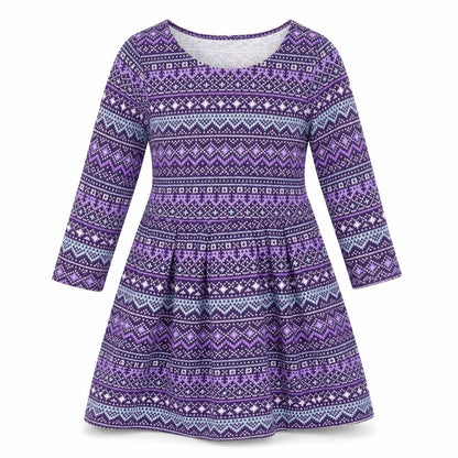 Faded Glory Girls Purple Geometric  Fit & Flare  Size 6 Years