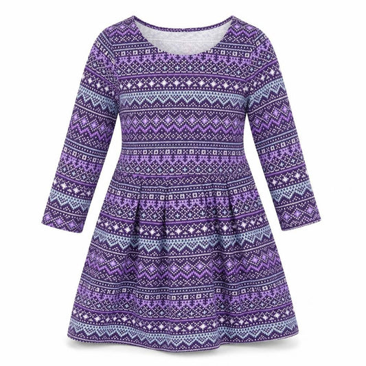 Faded Glory Girls Purple Geometric  Fit & Flare  Size 6 Years