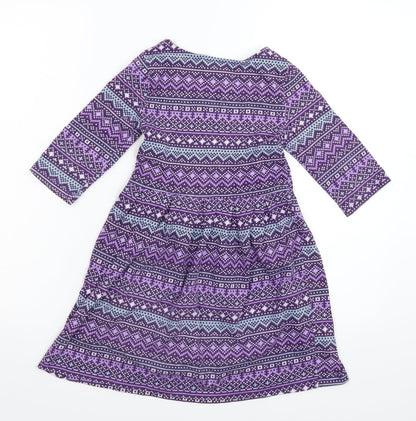 Faded Glory Girls Purple Geometric  Fit & Flare  Size 6 Years