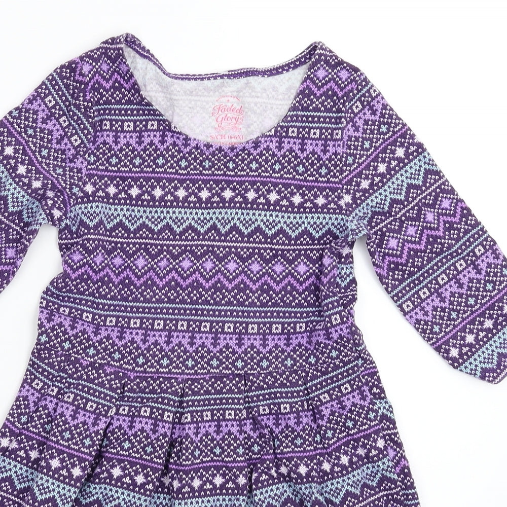 Faded Glory Girls Purple Geometric  Fit & Flare  Size 6 Years