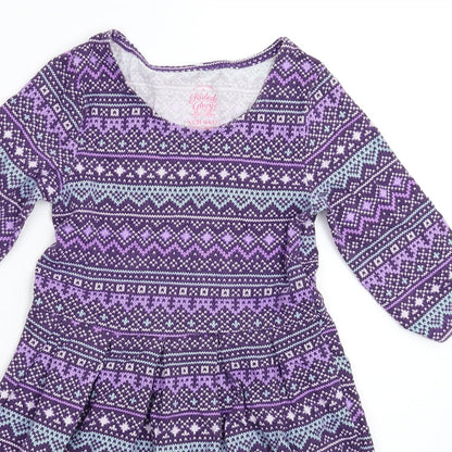 Faded Glory Girls Purple Geometric  Fit & Flare  Size 6 Years