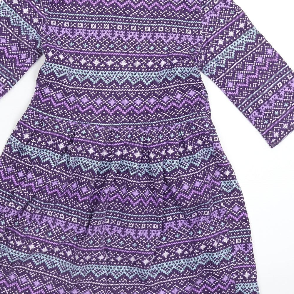 Faded Glory Girls Purple Geometric  Fit & Flare  Size 6 Years