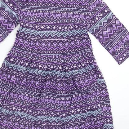 Faded Glory Girls Purple Geometric  Fit & Flare  Size 6 Years