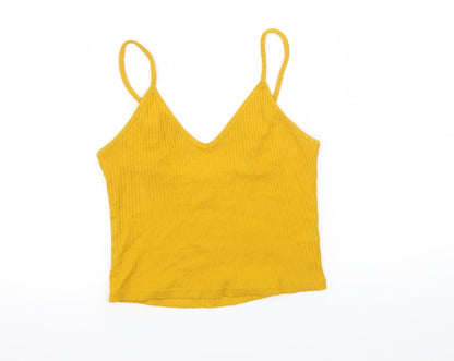 Womens UK Size 8 Topshop Yellow Basic Tank