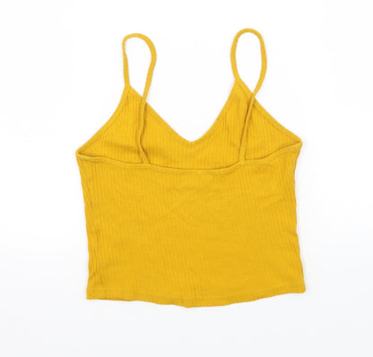 Womens UK Size 8 Topshop Yellow Basic Tank