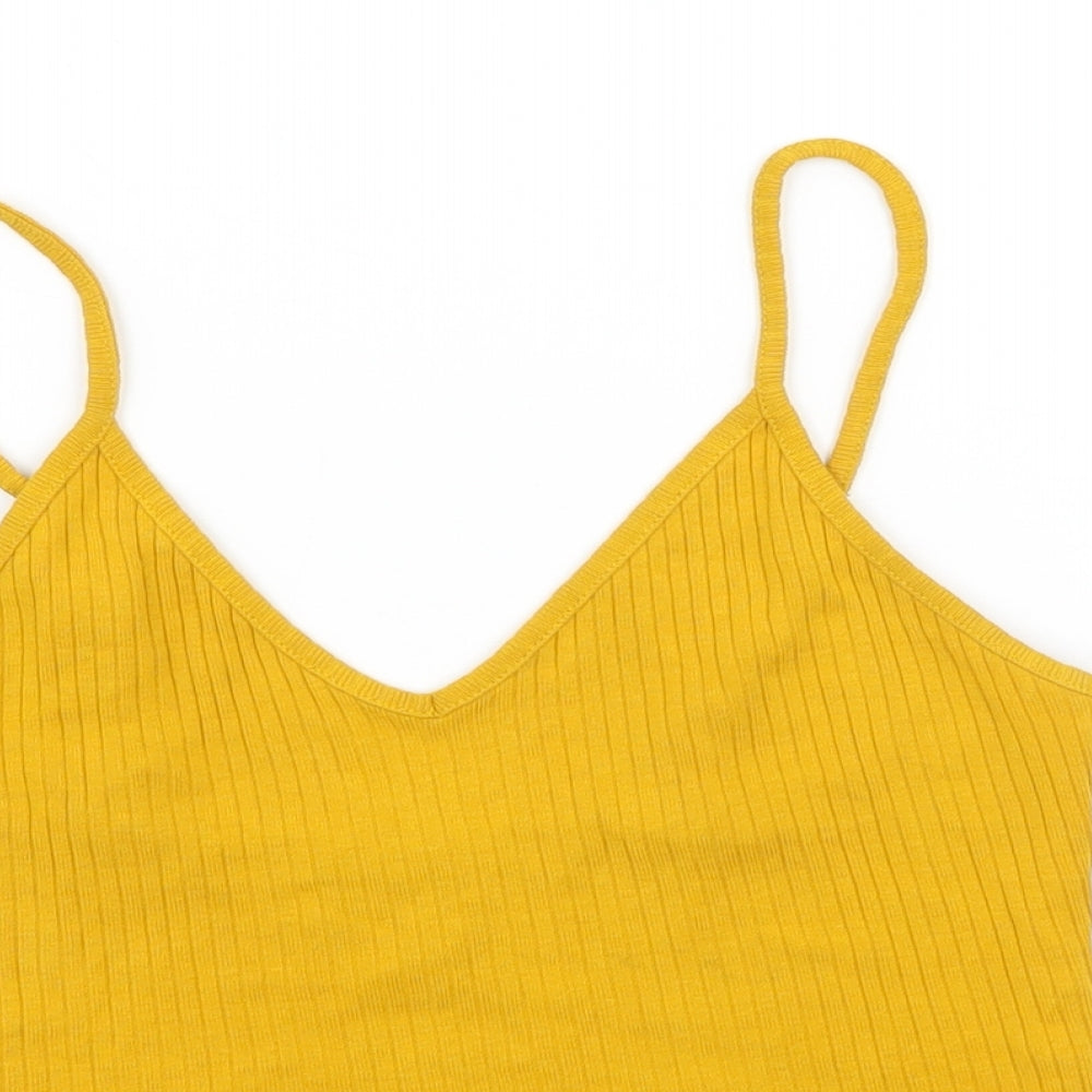 Womens UK Size 8 Topshop Yellow Basic Tank