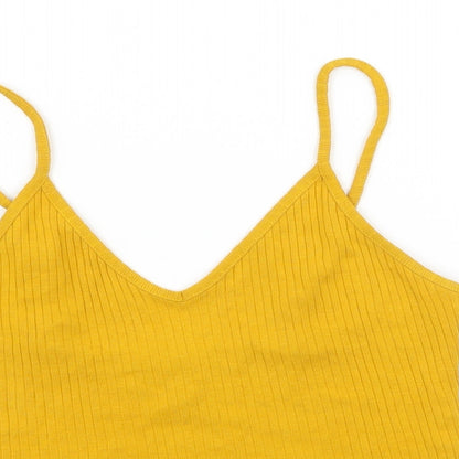 Womens UK Size 8 Topshop Yellow Basic Tank